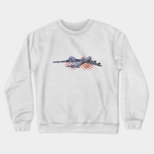 B-52 Strategic Bomber with American Flag Crewneck Sweatshirt